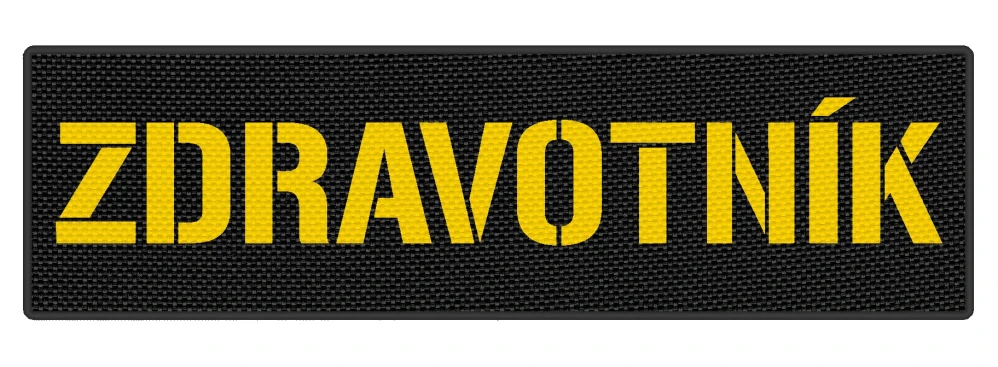 Nášivka ZDRAVOTNÍK 26 x 7,5 cm Žlutý text