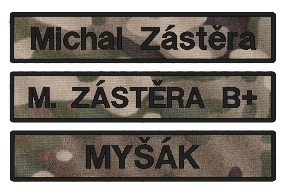 Nášivka JMENOVKA maskovací 13 x 2,5 cm vlastní text  