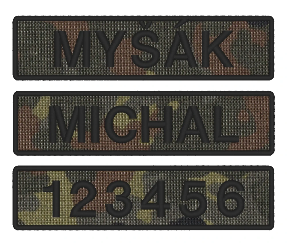 Nášivka JMENOVKA KRÁTKÁ maskovací 10 x 2,5 cm vlastní text 