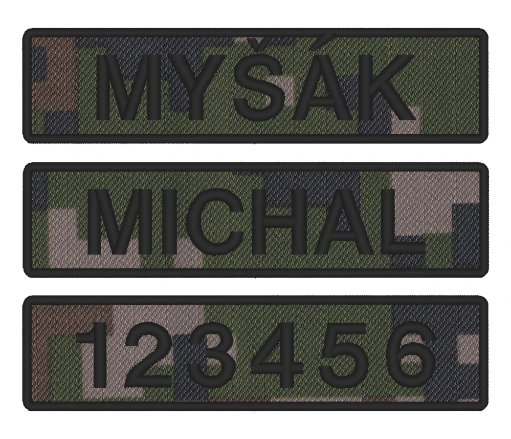 Nášivka JMENOVKA KRÁTKÁ maskovací 10 x 2,5 cm vlastní text 