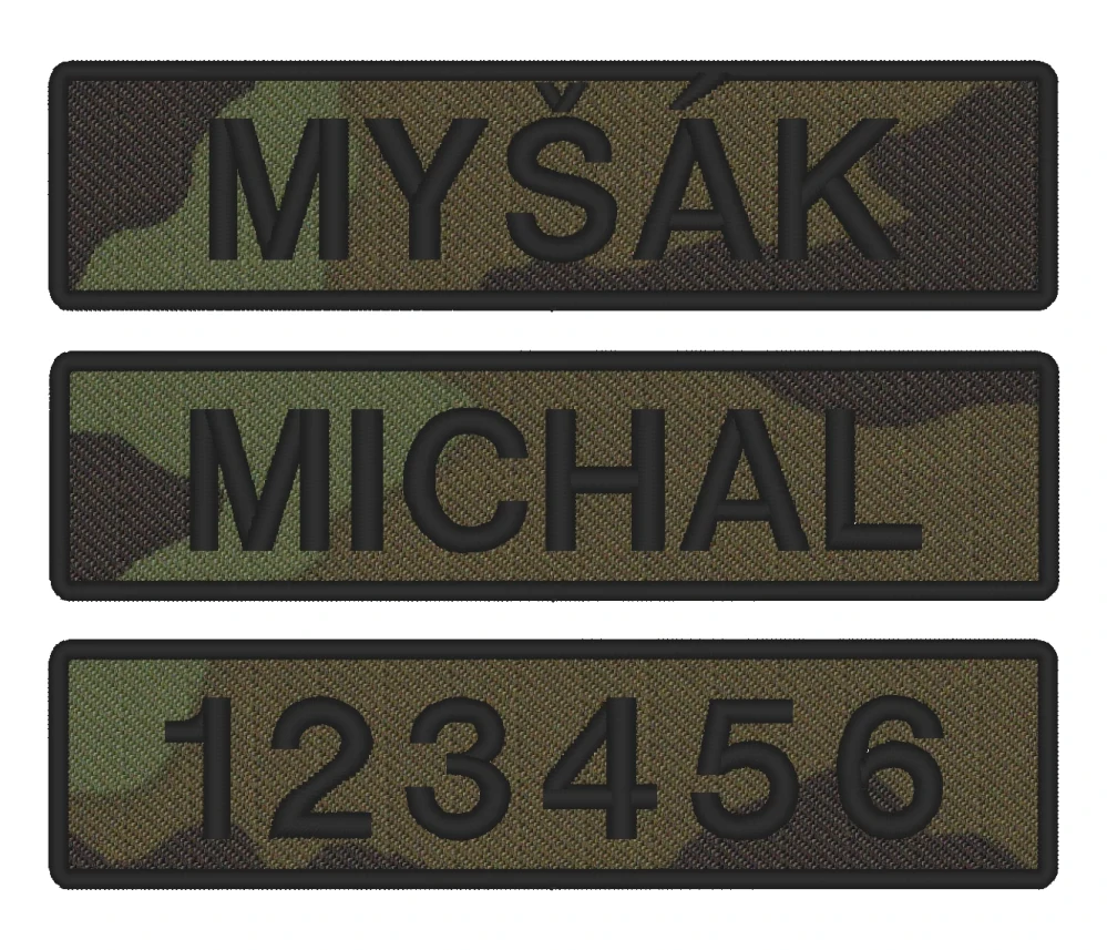 Nášivka JMENOVKA KRÁTKÁ maskovací 10 x 2,5 cm vlastní text 