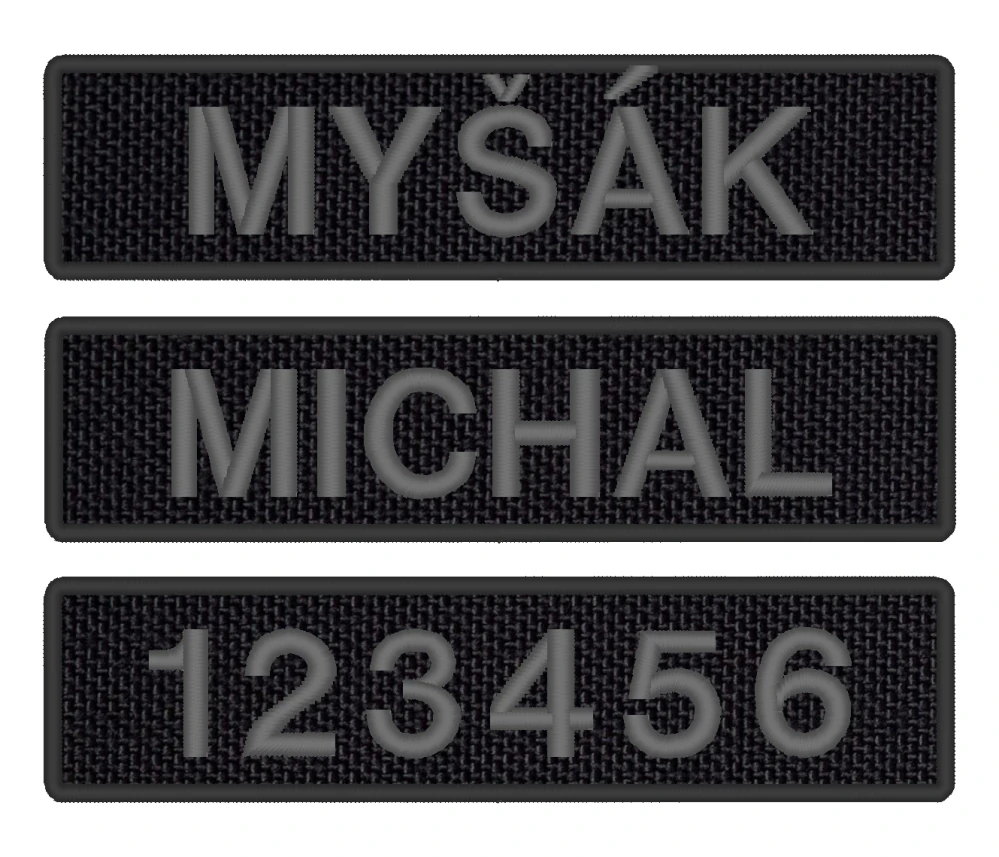 Nášivka JMENOVKA KRÁTKÁ černá 10 x 2,5 cm vlastní text 