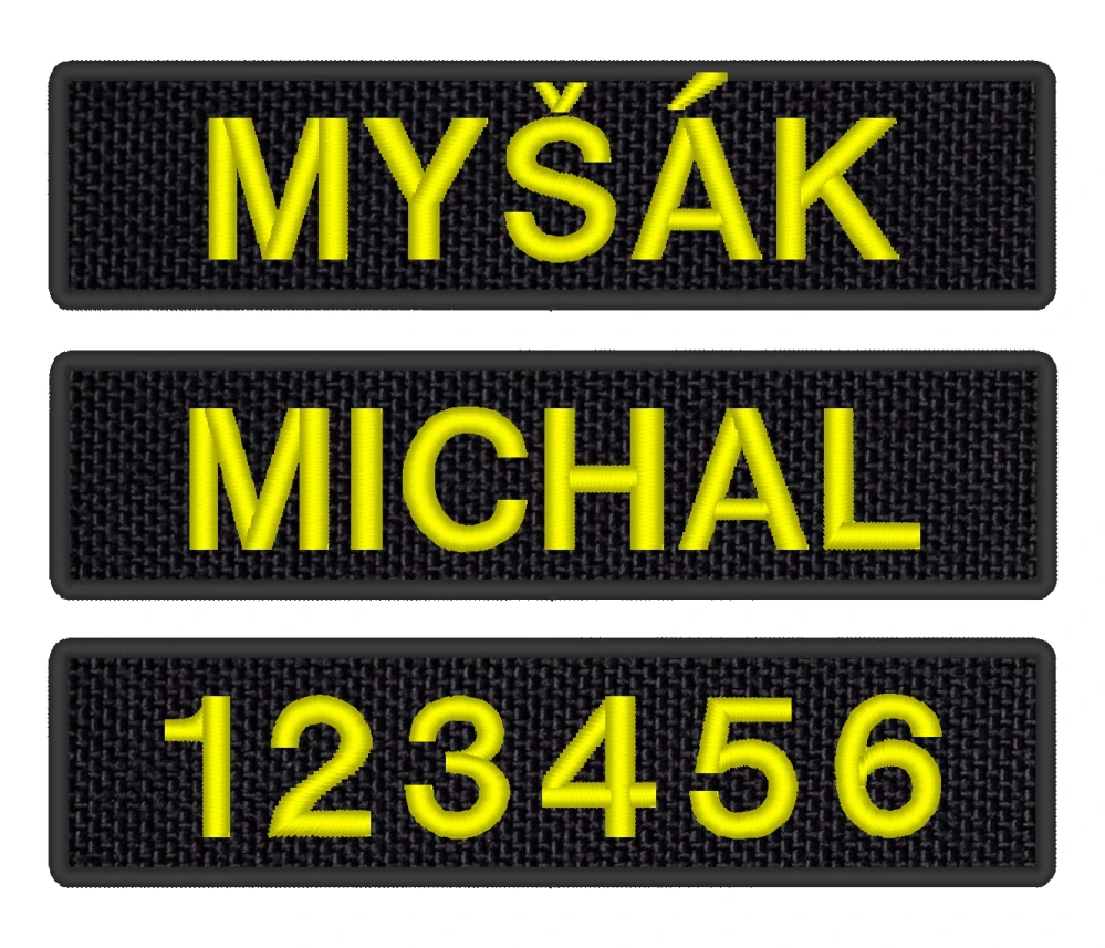 Nášivka JMENOVKA KRÁTKÁ černá 10 x 2,5 cm vlastní text 