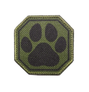 Nášivka mini psí tlapka oliv green