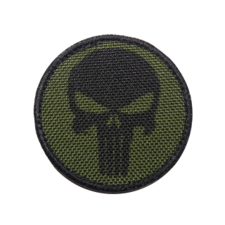 Nášivka malá kulatá Punisher oliv green
