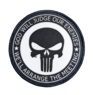 Nášivka kulatá Punisher s textem černobílá