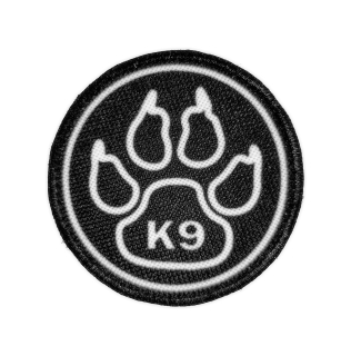 Nášivka kulatá K9 psí tlapka bílá