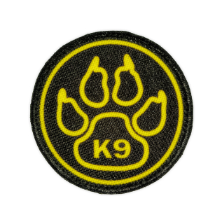 Nášivka kulatá K9 psí tlapka žlutá