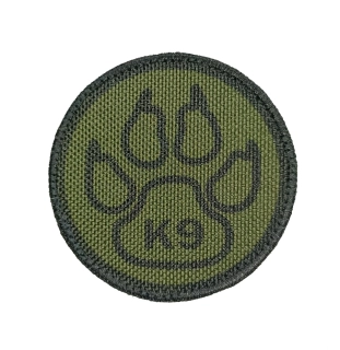 Nášivka kulatá K9 psí tlapka oliv green