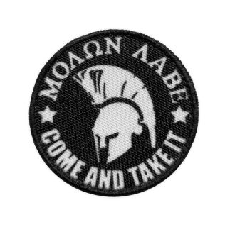 Nášivka malá kulatá Molon labe černá