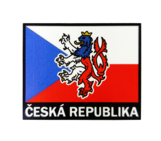 Nažehlovačka vlajka ČR se lvem a nápisem ČESKÁ REPUBLIKA