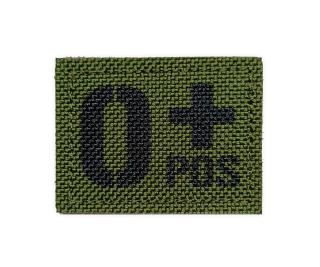 Nášivka vypalovaná, krevní skupina 0+ oliv green