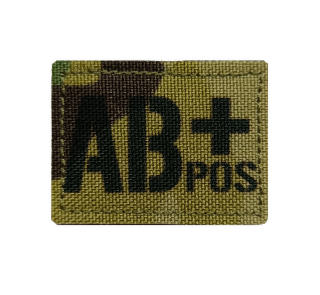 Nášivka vypalovaná, krevní skupina AB+ multicam